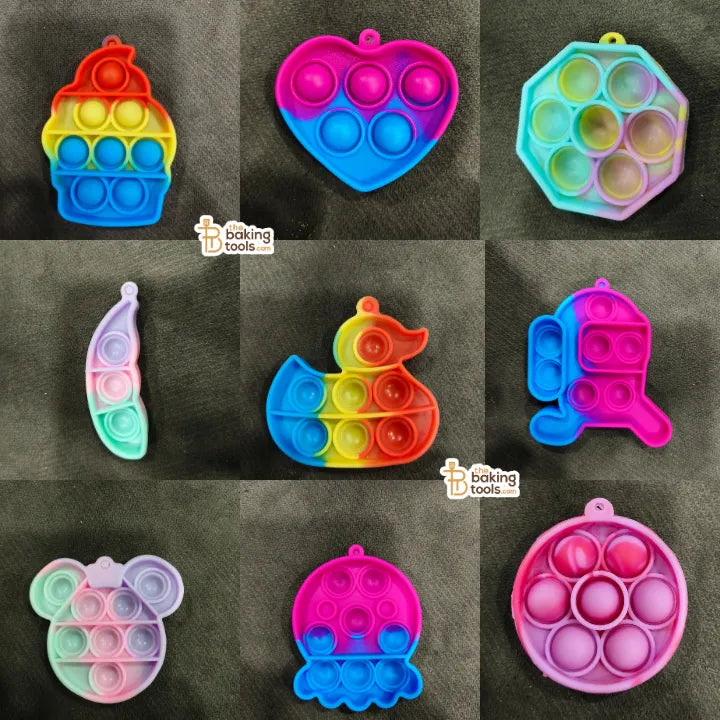 Pop It Cake Topper | Random Shape & Color | Silicone Fidget Toy Topper